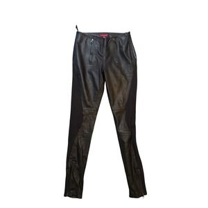 Ted Baker Real Leather & Spandex Super Skinny Moto Pants Zip Front & ankle 1